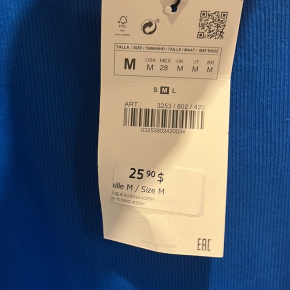 NWT Zara ribbed one shoulder dress - Picture 7 of 7